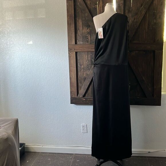 NWT PRETTYGARDEN  One Shoulder Satin Slit High Long Cocktail Wedding Guest Dress - Picture 5 of 12